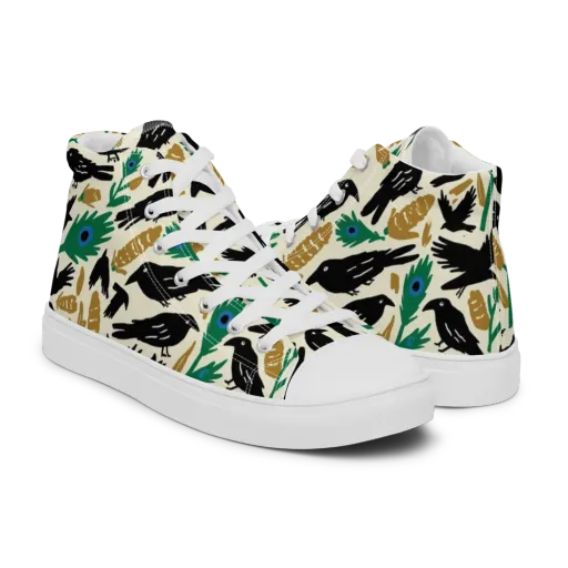 Murder of Crows on a Men's High Top Canvas Shoes