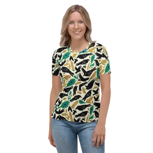 Murder of Crows on a Women's Crew Neck T-Shirt