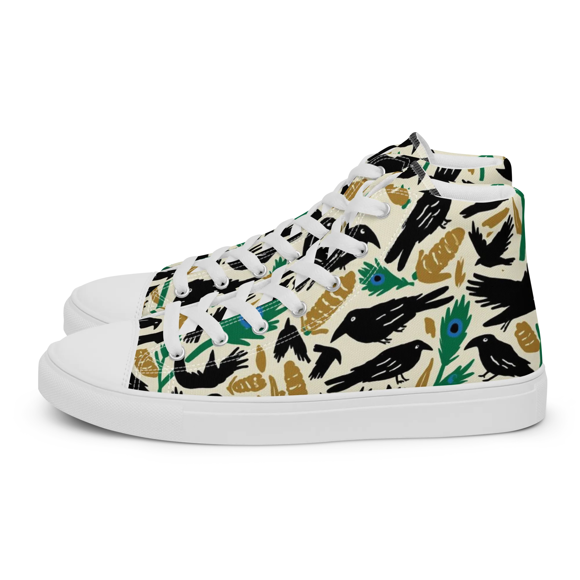 Murder of Crows on Women's High Top Canvas Shoes — Left