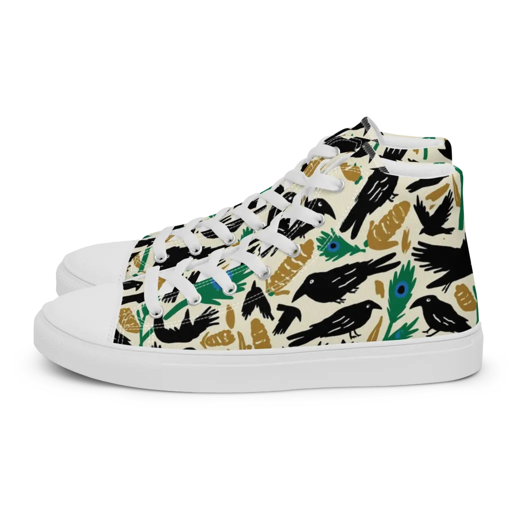 Murder of Crows on Women's High Top Canvas Shoes — Left