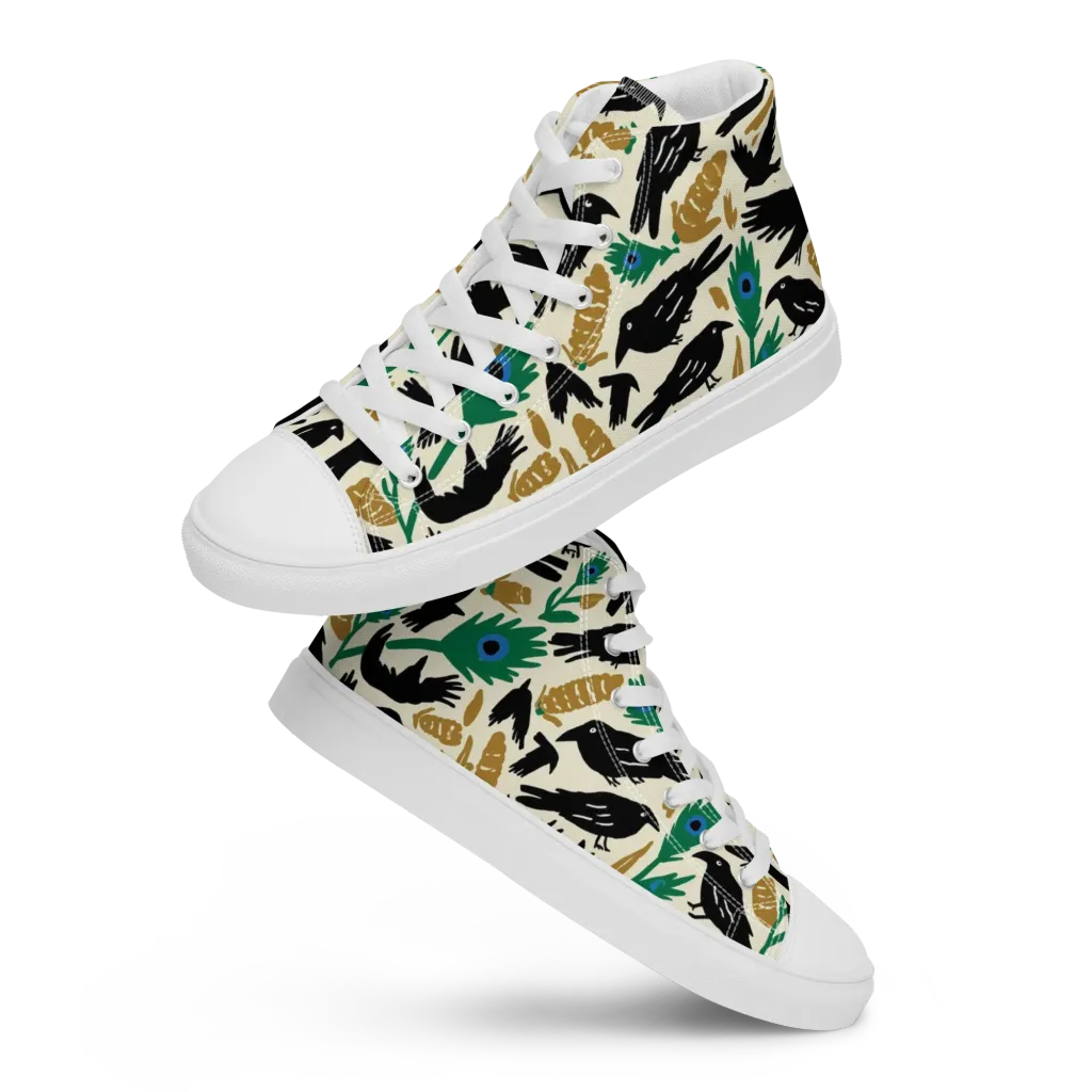 Murder of Crows on Women's High Top Canvas Shoes — Front