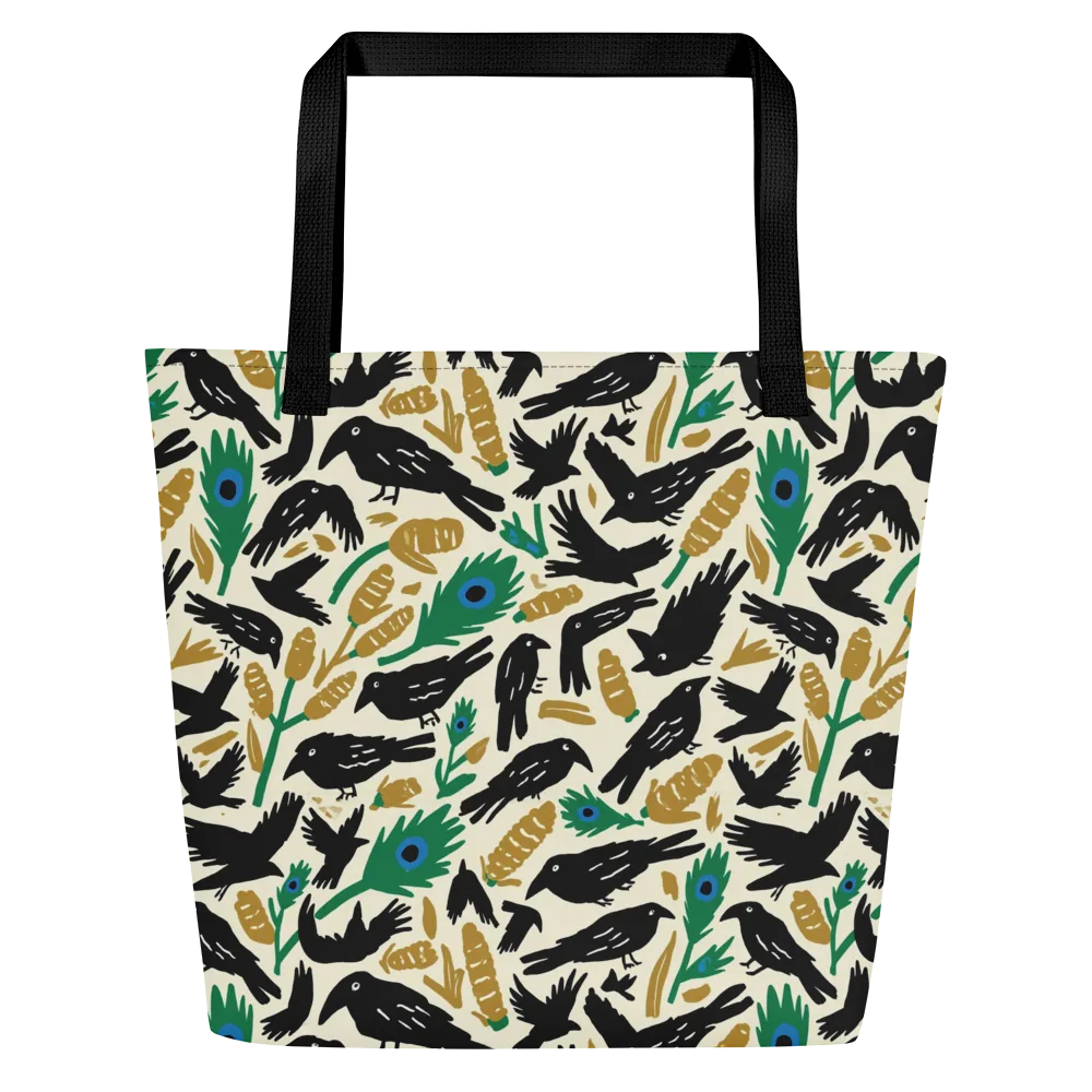 Murder of Crows on Large Tote Bag W/ Pocket — Front
