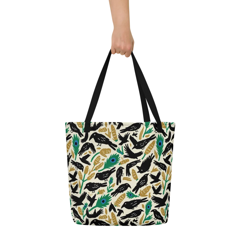 Murder of Crows on Large Tote Bag W/ Pocket — Front