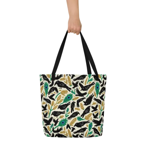 Murder of Crows on a Large Tote Bag W/ Pocket