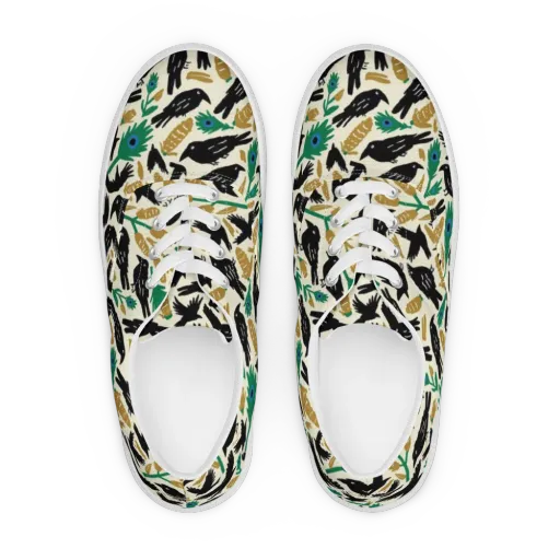 Murder of Crows on a Men's Lace-Up Canvas Shoes