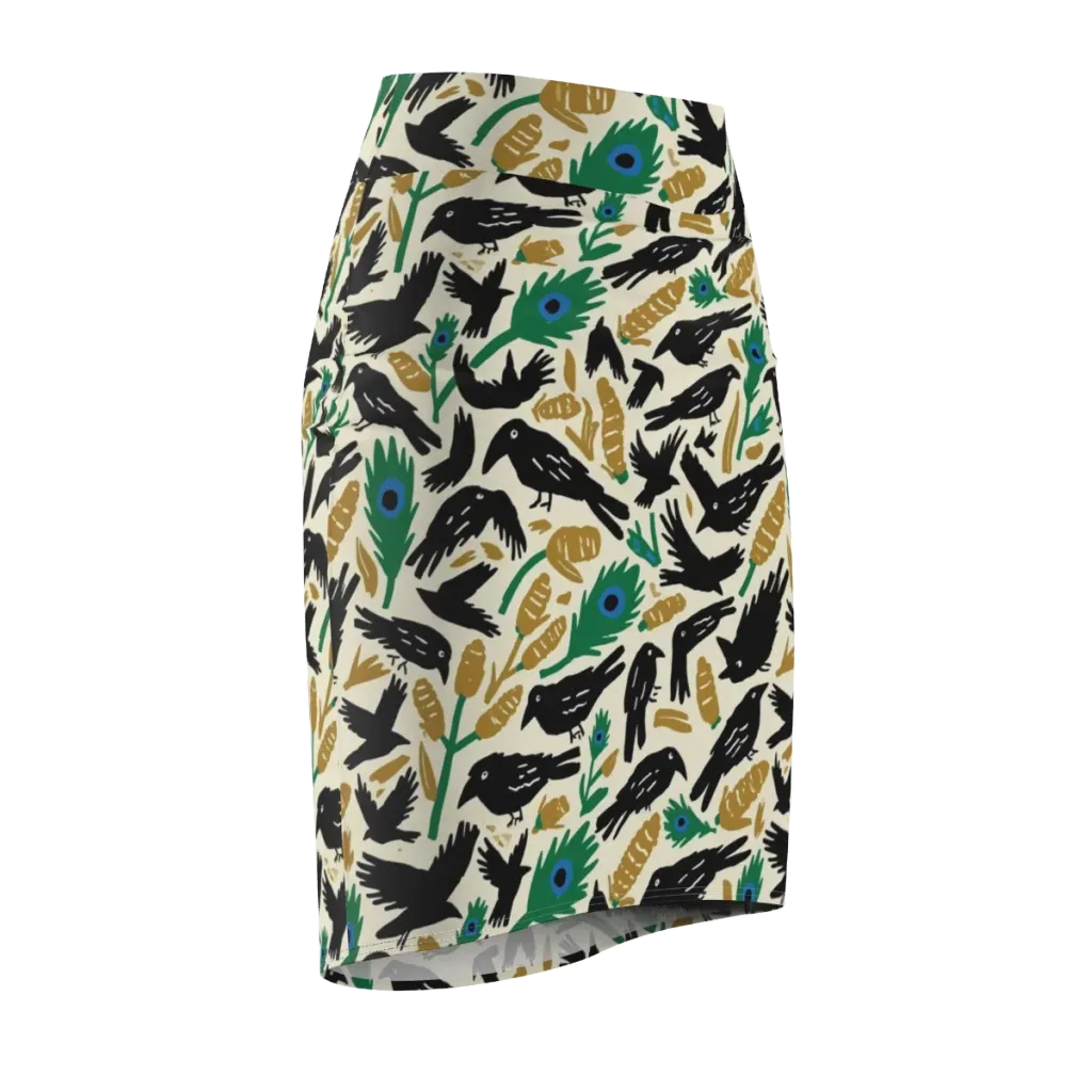 Murder of Crows on Pencil Skirt — Front Side