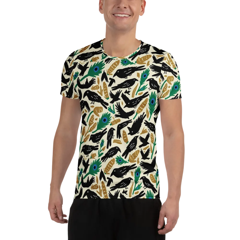 Murder of Crows on Men's Athletic T-Shirt — Front
