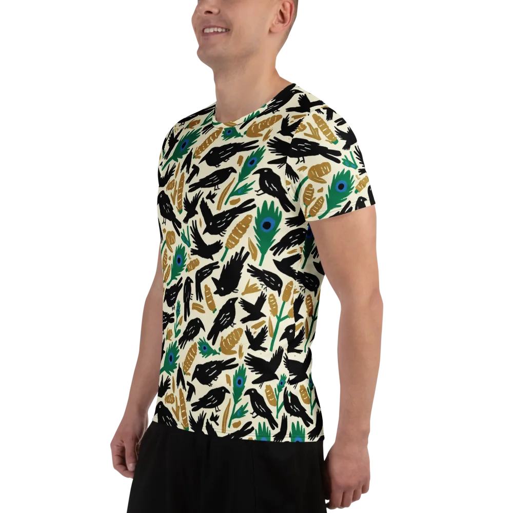 Murder of Crows on Men's Athletic T-Shirt — Left