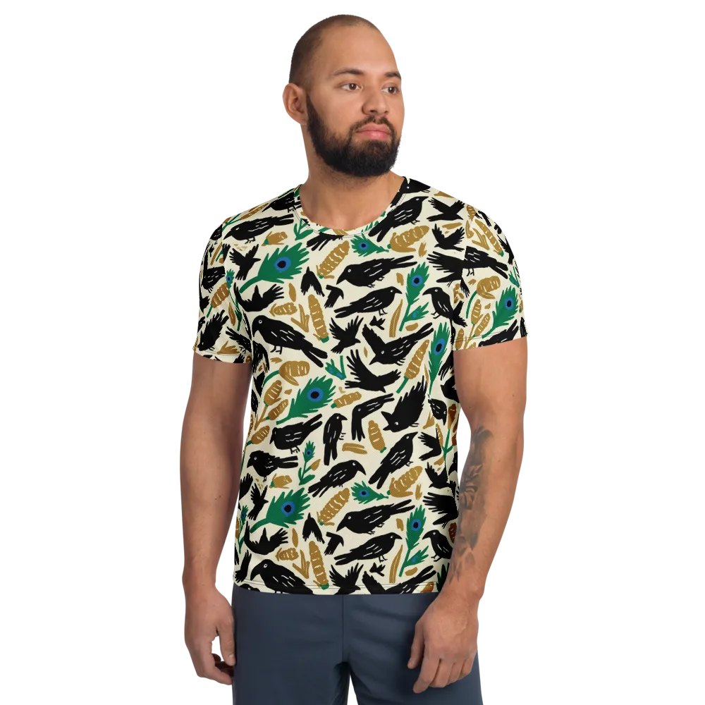 Murder of Crows on Men's Athletic T-Shirt — Front