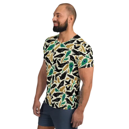 Murder of Crows on a Men's Athletic T-Shirt