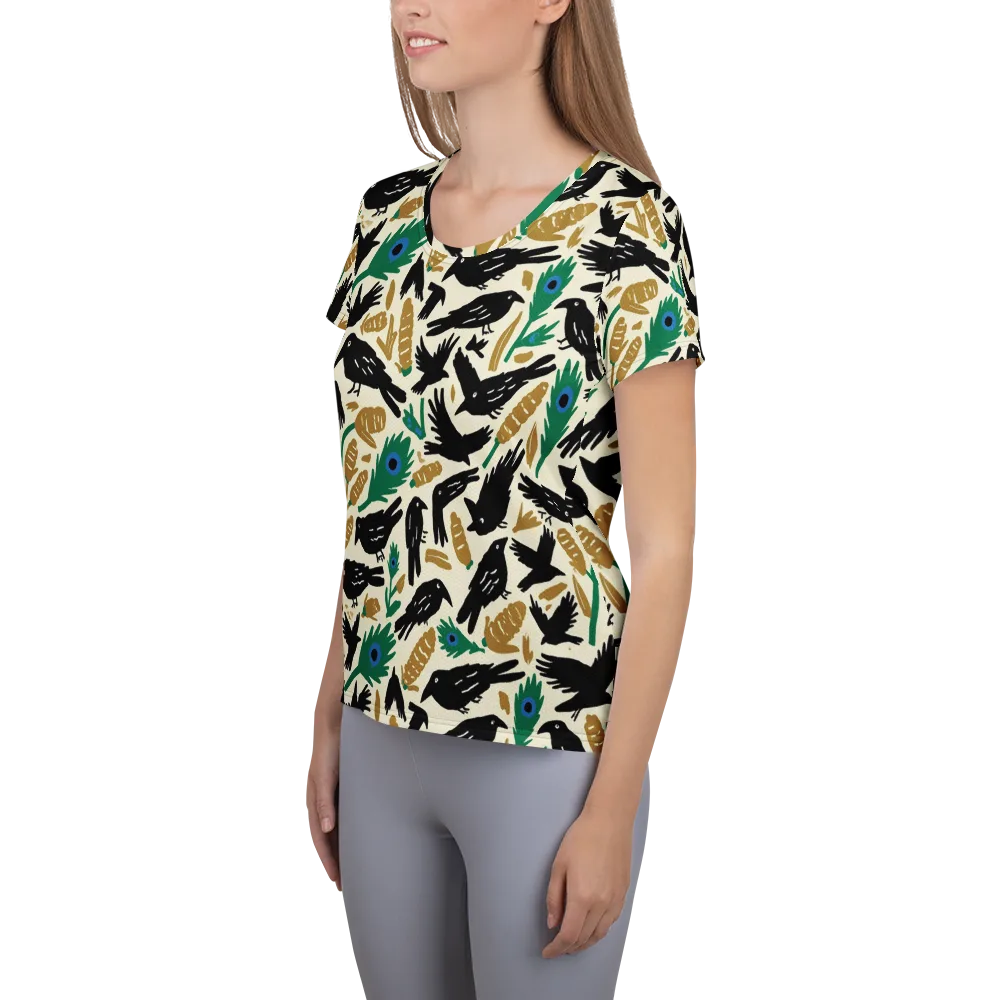 Murder of Crows on Women's Athletic T-Shirt — Left