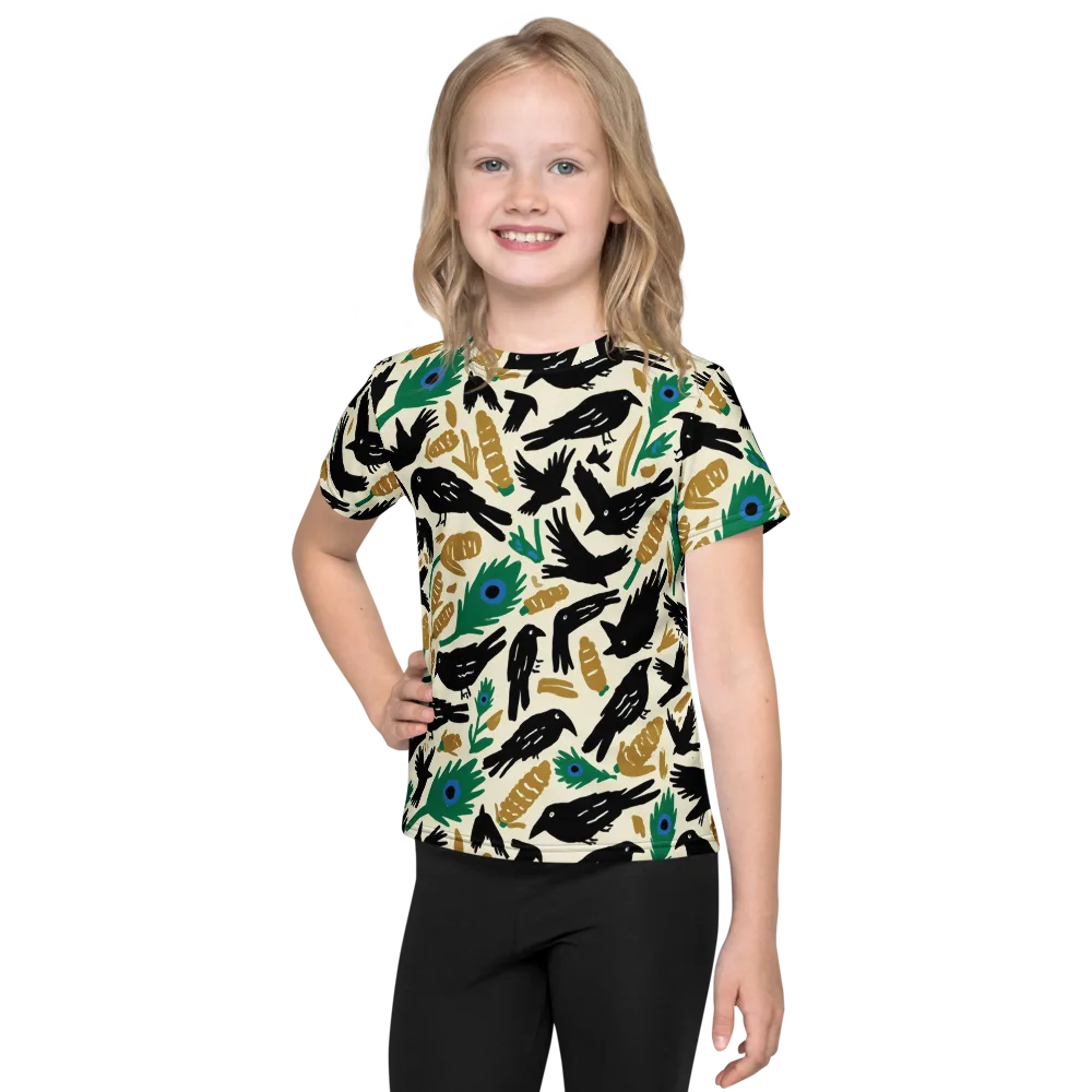 Murder of Crows on Kids Crew Neck T-Shirt — Front