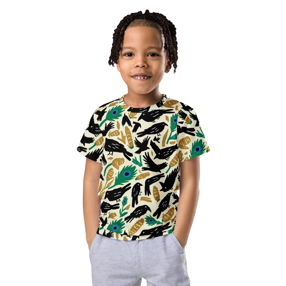 Murder of Crows on Kids Crew Neck T-Shirt — Front