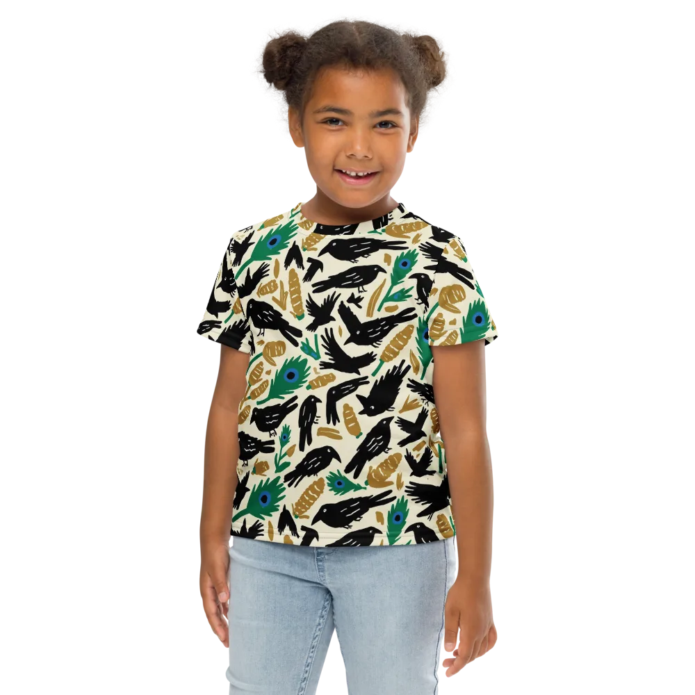 Murder of Crows on Kids Crew Neck T-Shirt — Front