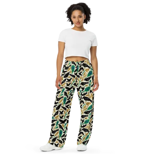 Murder of Crows on a Wide-Leg Pants
