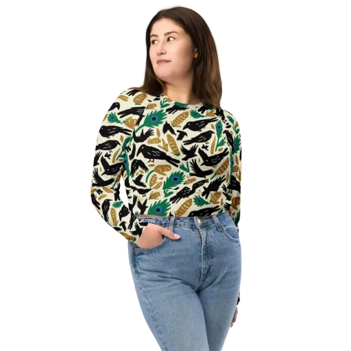 Murder of Crows on a Long Sleeve Crop Top