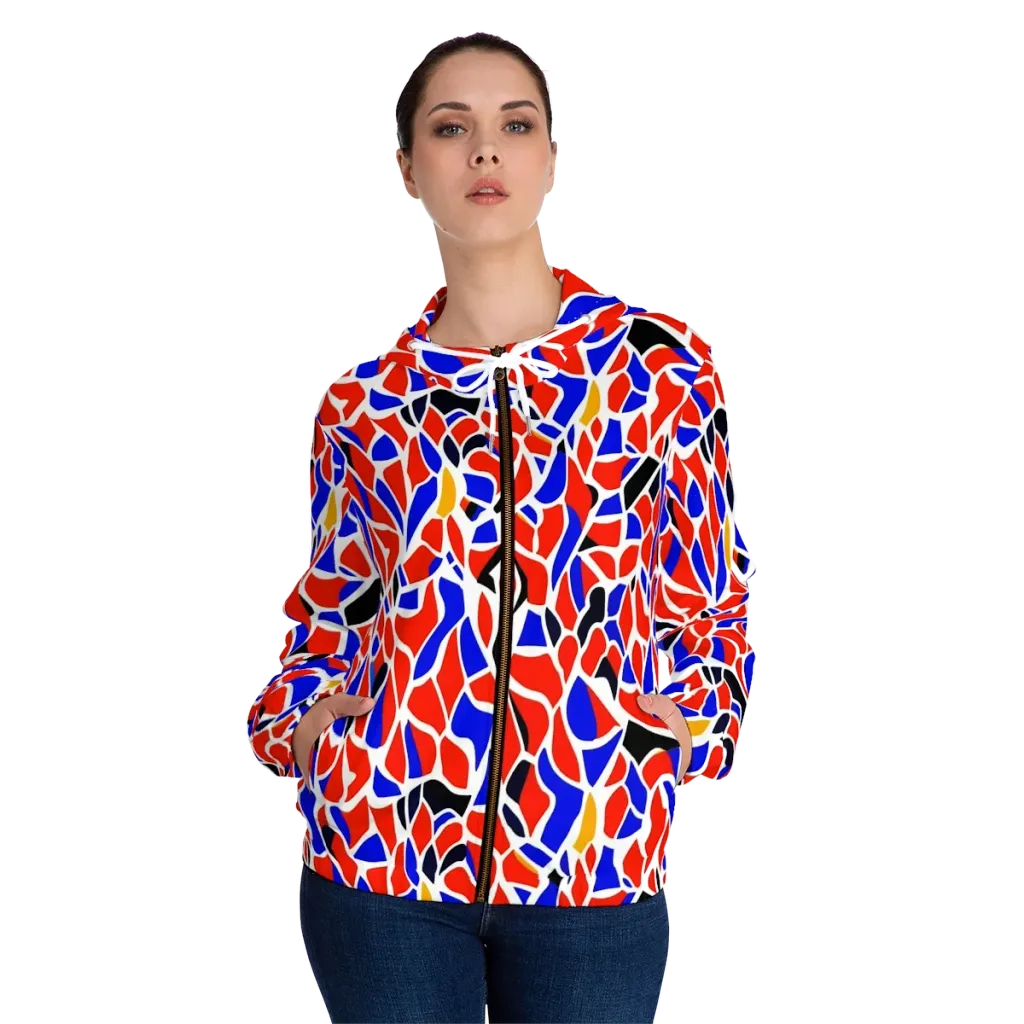 Primary Fracture on Women's Full-Zip Hoodie — Front On Person
