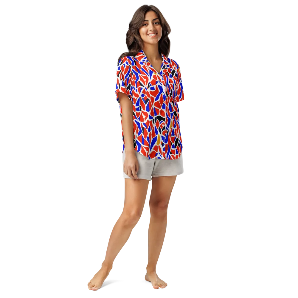 Primary Fracture on Women's Short Sleeve Pajama Top — Front