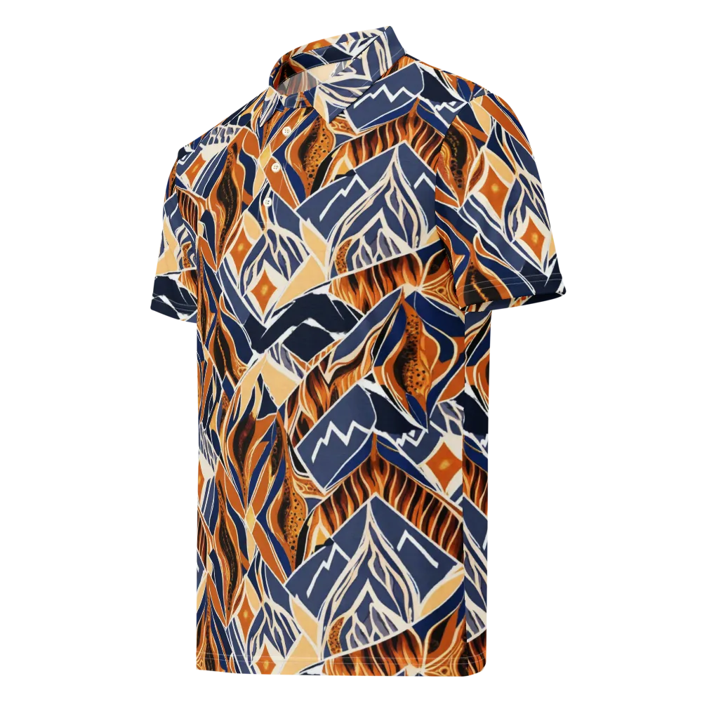 Saffron Alpine Static on Men's Slim Fit Polo Shirt — Left Front