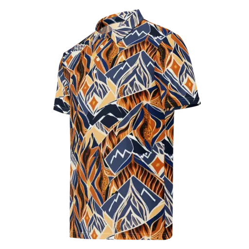 Saffron Alpine Static on a Men's Slim Fit Polo Shirt