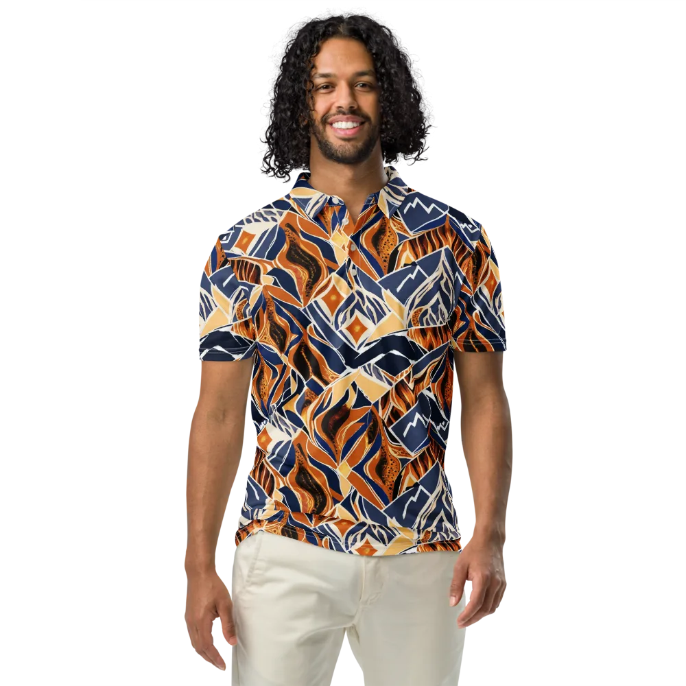 Saffron Alpine Static on Men's Slim Fit Polo Shirt — Front
