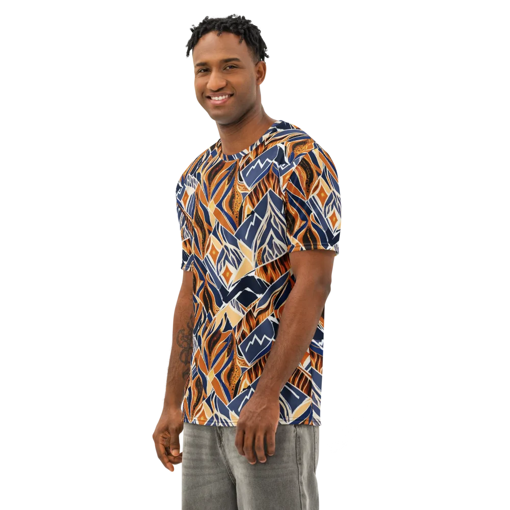 Saffron Alpine Static on Men's Cotton Crew Neck T-Shirt — Left Front