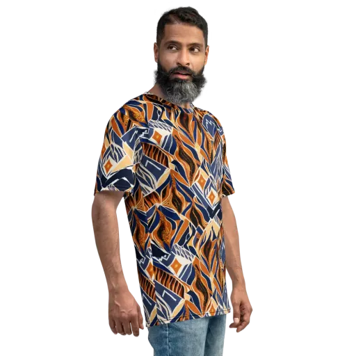 Saffron Alpine Static on a Men's Crew Neck T-Shirt