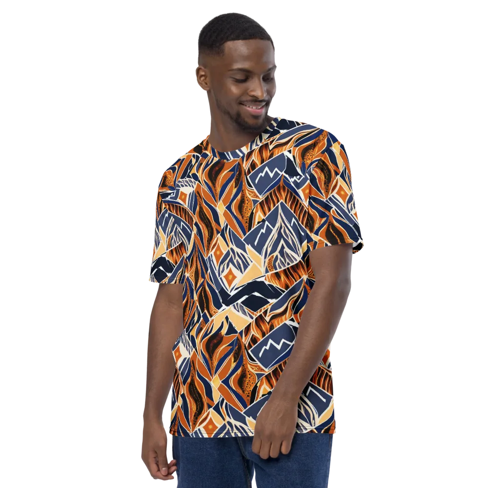 Saffron Alpine Static on Men's Crew Neck T-Shirt — Left