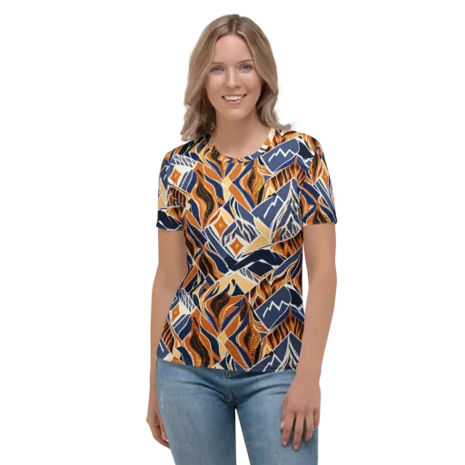 Saffron Alpine Static on a Women's Crew Neck T-Shirt