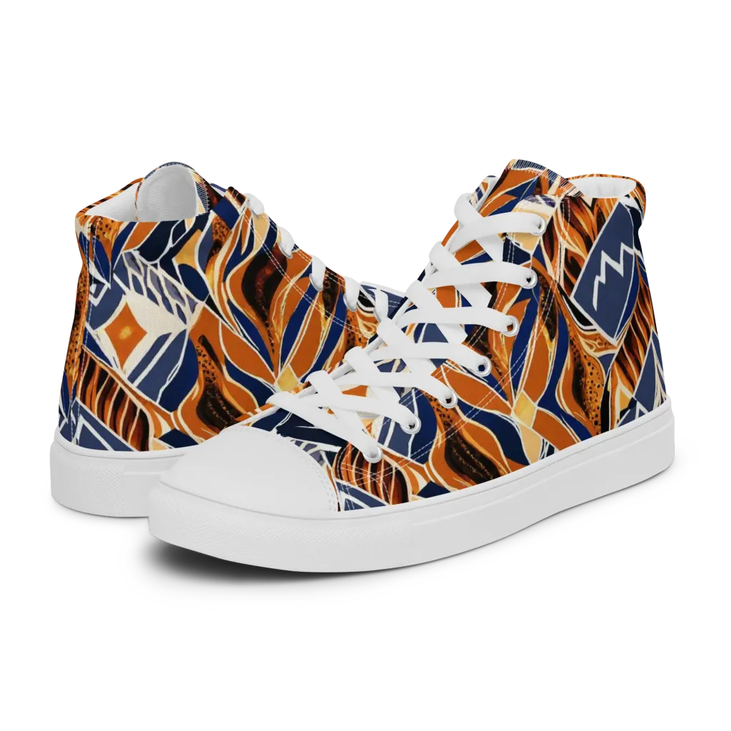 Saffron Alpine Static on Women's High Top Canvas Shoes — Left