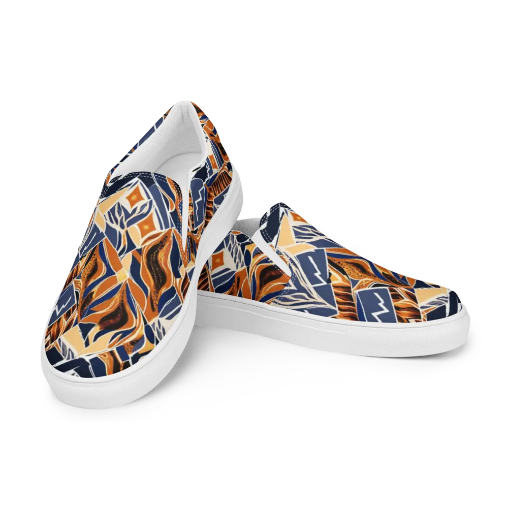 Saffron Alpine Static on Men's Slip-On Canvas Shoes — Left Front