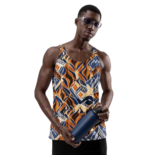 Saffron Alpine Static on a Men's Tank Top