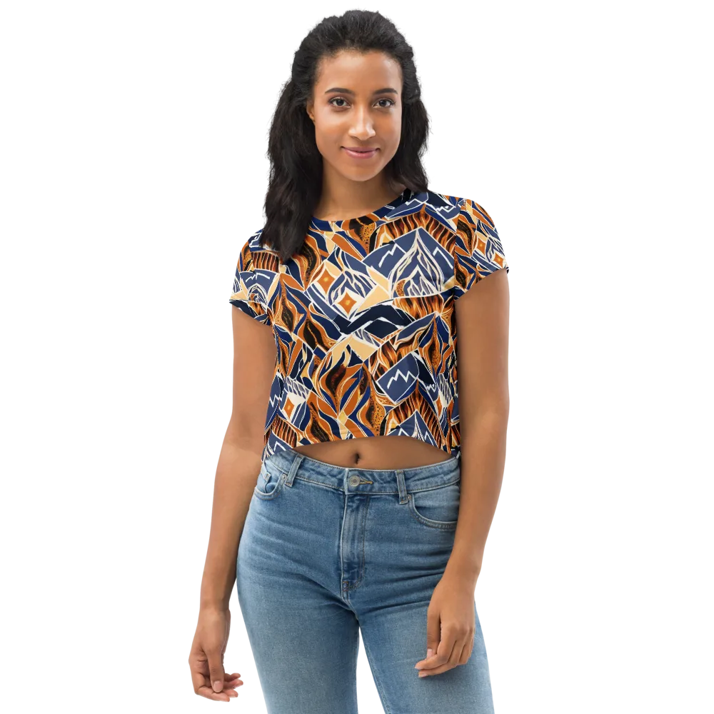 Saffron Alpine Static on Crop Tee — Front