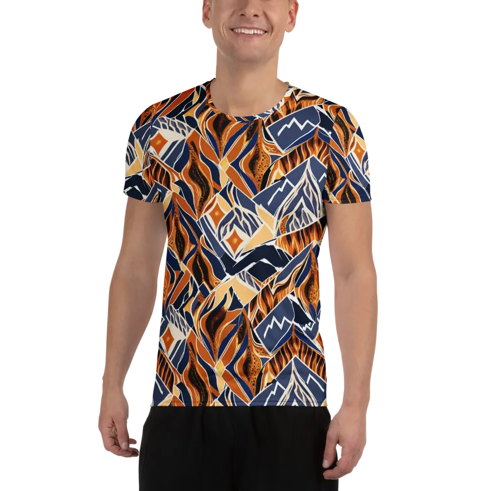Saffron Alpine Static on Men's Athletic T-Shirt — Front
