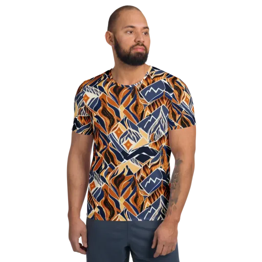 Saffron Alpine Static on a Men's Athletic T-Shirt