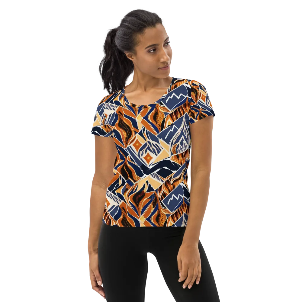 Saffron Alpine Static on Women's Athletic T-Shirt — Front