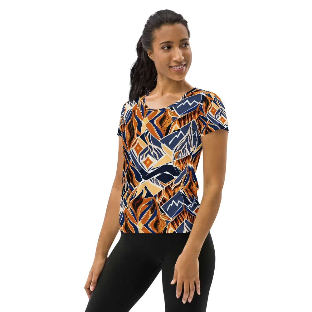 Saffron Alpine Static on Women's Athletic T-Shirt — Left