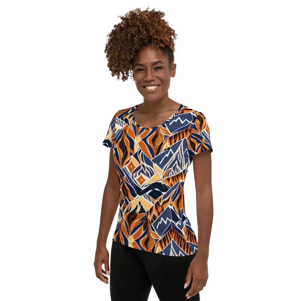 Saffron Alpine Static on Women's Athletic T-Shirt — Left