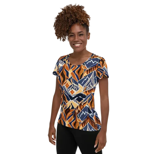 Saffron Alpine Static on a Women's Athletic T-Shirt