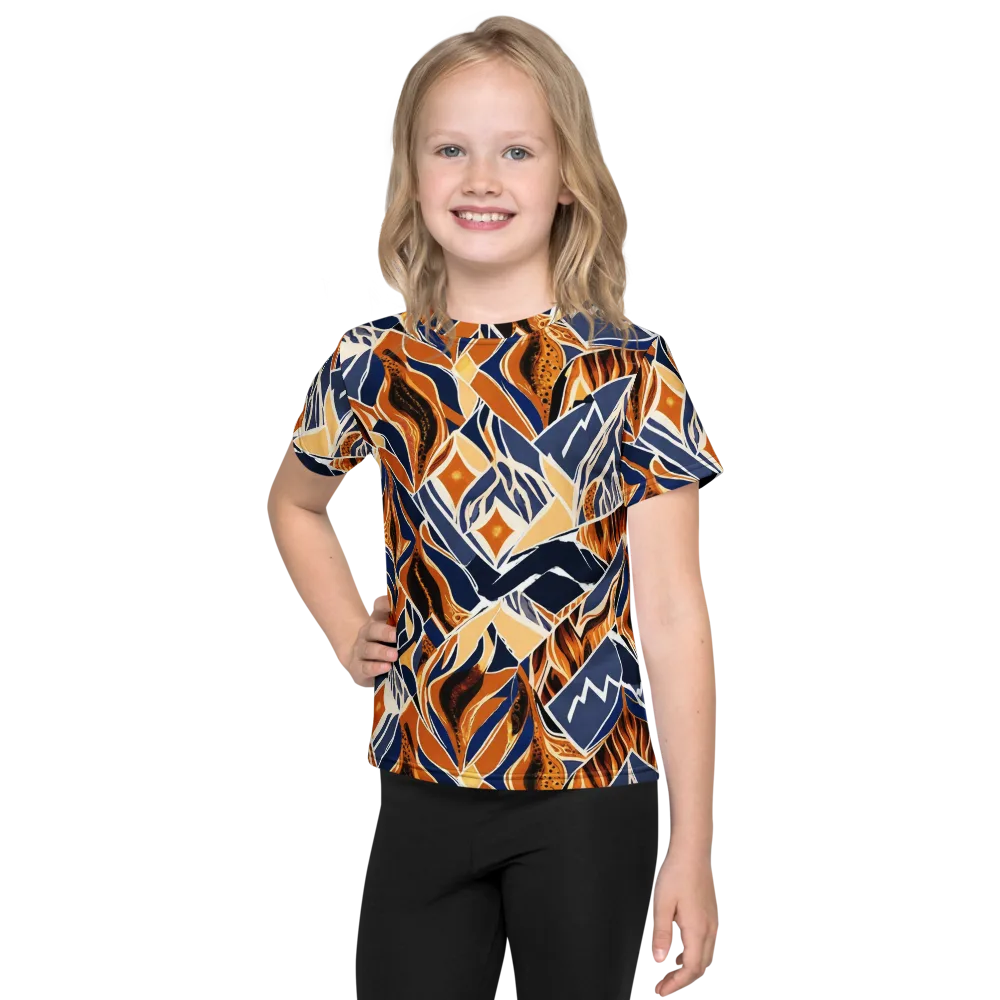 Saffron Alpine Static on Kids Crew Neck T-Shirt — Front