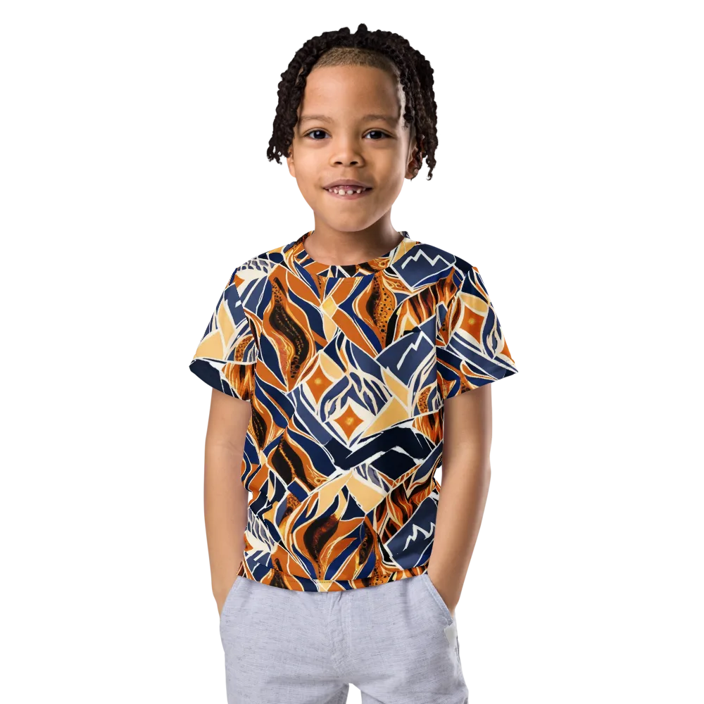 Saffron Alpine Static on Kids Crew Neck T-Shirt — Front