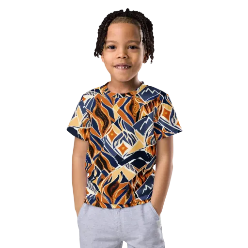 Saffron Alpine Static on a Kids Crew Neck T-Shirt