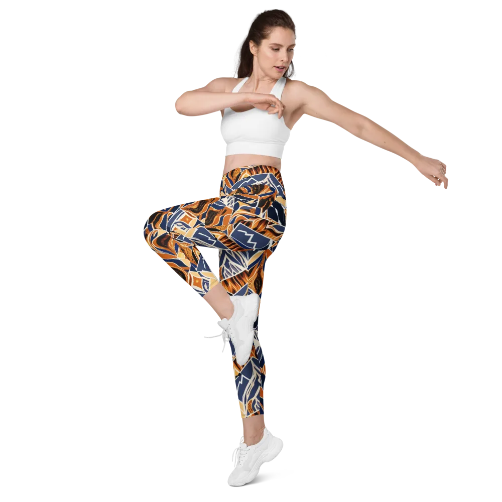 Saffron Alpine Static on Leggings with Pockets — Left Front
