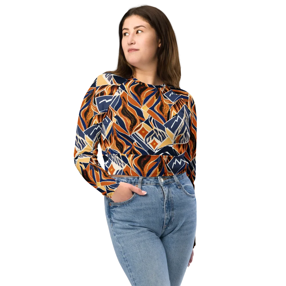 Saffron Alpine Static on Long Sleeve Crop Top — Front