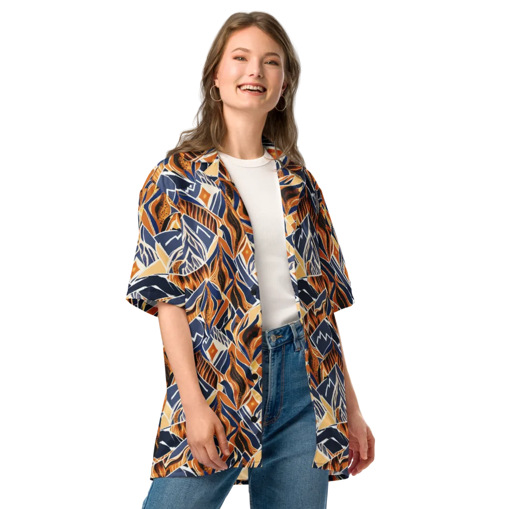 Saffron Alpine Static on Button Shirt — Front