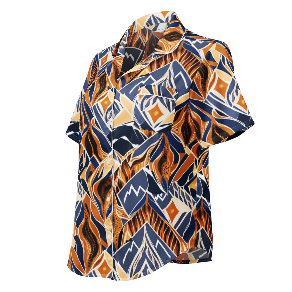 Saffron Alpine Static on Women's Short Sleeve Pajama Top — Left Front