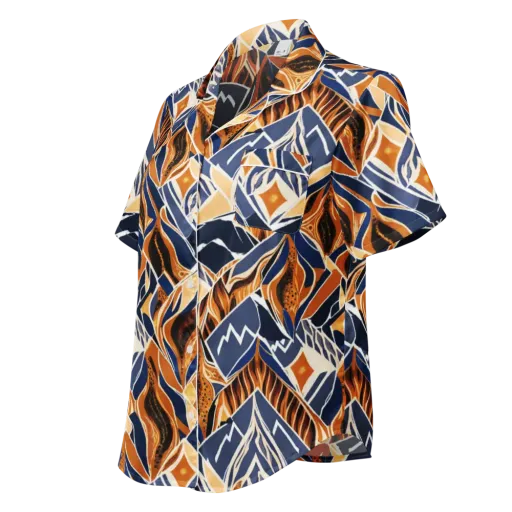 Saffron Alpine Static on a Women's Short Sleeve Pajama Top