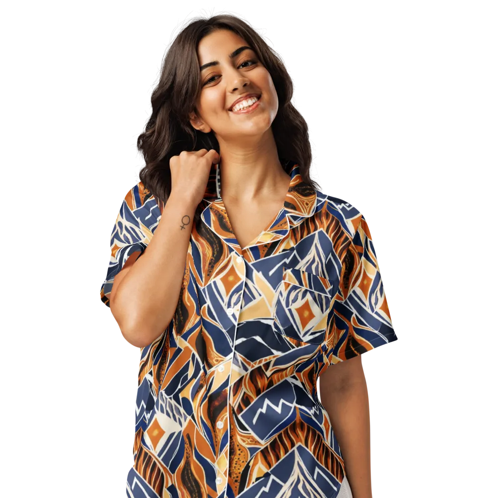 Saffron Alpine Static on Women's Short Sleeve Pajama Top — Front