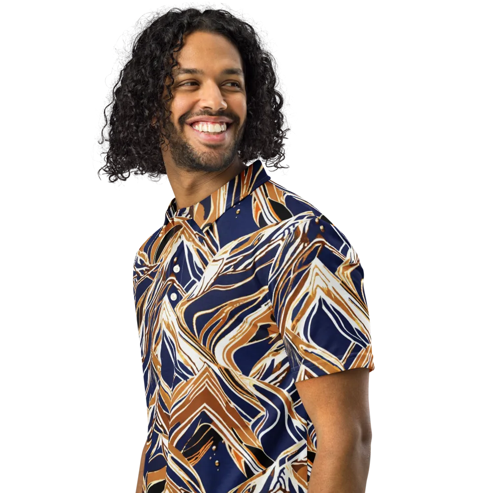 Saffron Tectonic on Men's Slim Fit Polo Shirt — Left Front