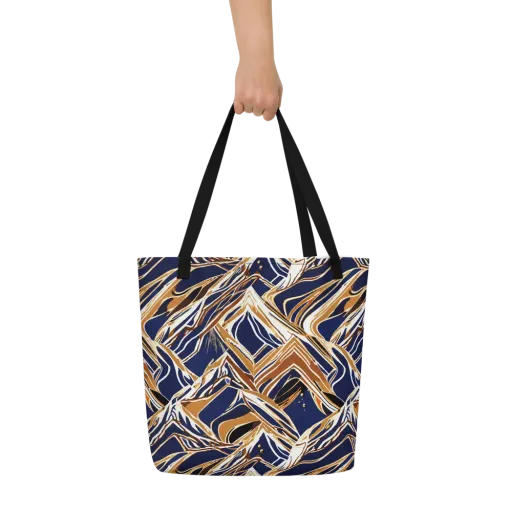 Saffron Tectonic on a Large Tote Bag W/ Pocket